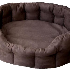 Faux Suede Brown Oval Bed Size 2