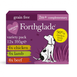 Forthglade just chicken, lamb & beef natural wet dog food - variety pack x 12 (395g)